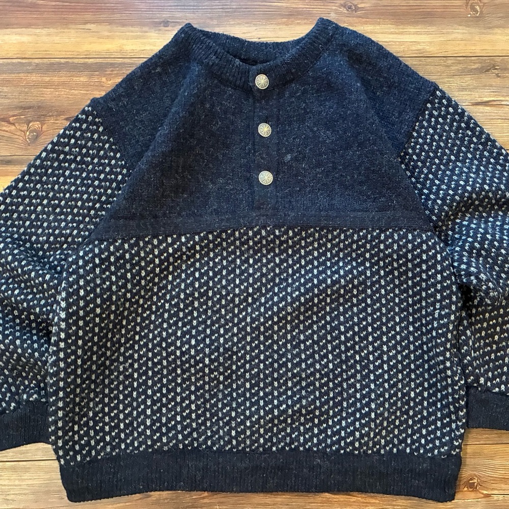Vintage L.L.Bean Norway Wool Birdseye Nordic Fisherman Jumper Men’s Tall L